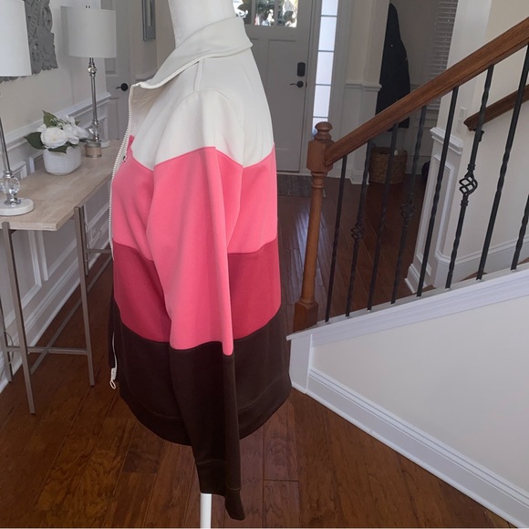 LACOSTE Vintage Brown Pink Retro Striped Zip Up Track Athletic Jacket Large - Picture 4 of 10